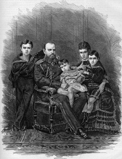 Portrait of the Russian Imperial Family in 1881: Tsar Alexander III and Mary Feodorovna by Etienne Gabriel Bocourt