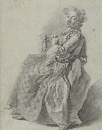 Study of a Seated Young Woman, Facing Left by Etienne Jeaurat (attributed to)