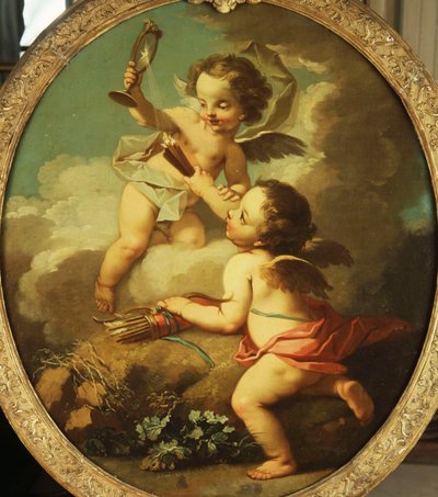 An Allegory of Love - Putti Disporting in a Landscape by Étienne Jeaurat