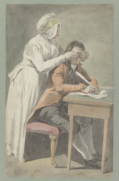 Girl Covering the Eyes of a Young Man by Étienne Jeaurat