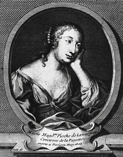 Medallion portrait of Marie-Madeleine Pioche de La Vergne, comtesse de La Fayette, engraving by Etienne Jehandier Desrochers by Etienne Jehandier Desrochers