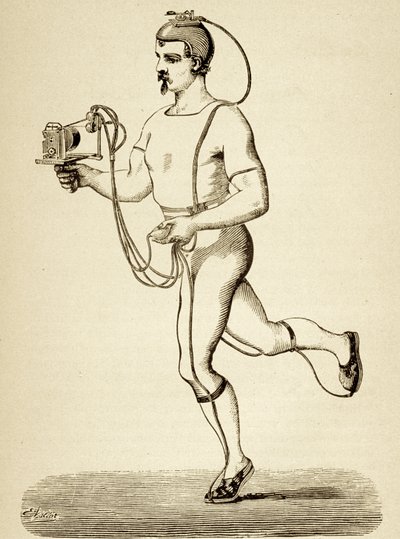 Runner Provided with the Apparatus Intended to Register His Different Paces, from the Popular Science Monthly, Published 1875 by Etienne Jules Marey