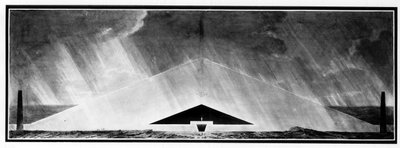 Funeral monument characterizing the genre of shadow architecture by Etienne Louis Boullee
