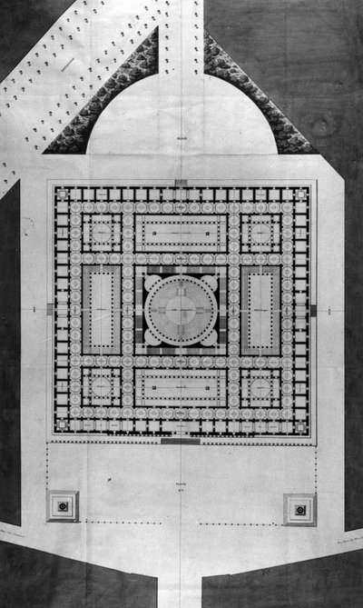 Map of the public library by Etienne Louis Boullee