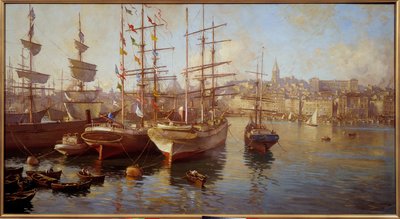 Orange Balacelles (View of the Port of Marseille) by Etienne Philippe Martin