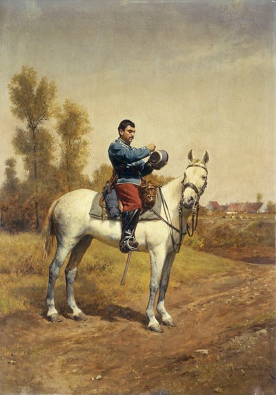 Cavalryman on a White Charger by Etienne Prosper Berne Bellecour