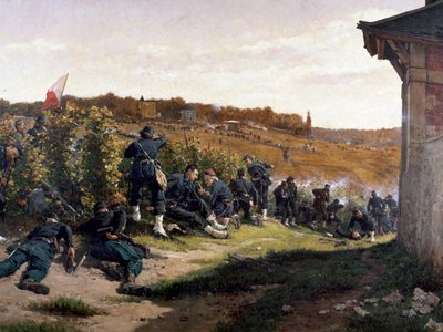 The Tirailleurs de la Seine at the Battle of Rueil-Malmaison, 21st October 1870 (detail) by Etienne Prosper Berne Bellecour