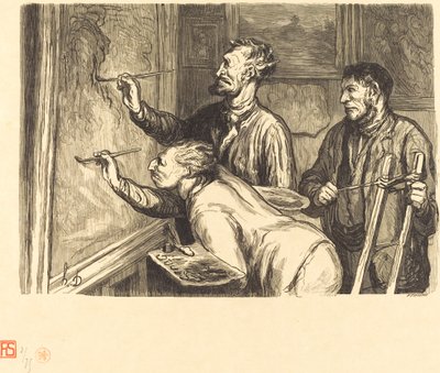 Exhibition of Painting of 1868 - The Last Brushstroke by Etienne after Honoré Daumier