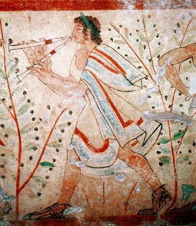 A Flute Player (detail) by Etruscan