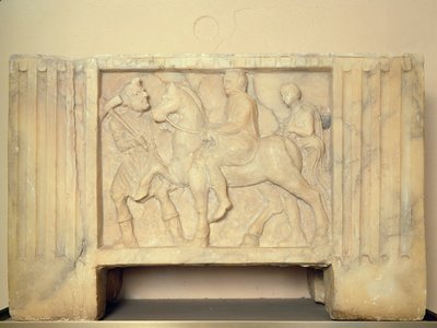 Alabaster Urn with the Deceased Riding to the Underworld by Etruscan