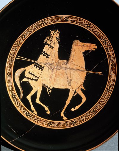 Etruscan antiquity: (detail) of a kylix representing a rider by Etruscan