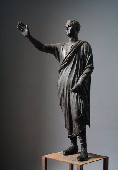 Aule Metele (The Orator), Roman Orator - Etruscan Bronze Sculpture, ca. 90-70 BC, from Pila, Italy by Etruscan