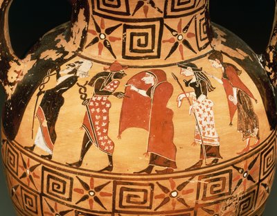 Black-figure amphora depicting the Judgement of Paris by Etruscan