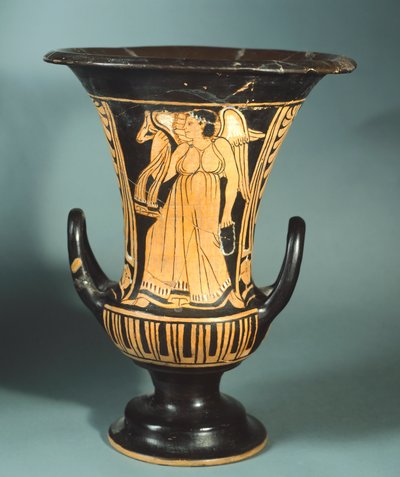 Calyx-krater (large vase) by the Berkeley Painter depicting a winged spirit. Red-figure pottery. Etruscan Civilisation, 4th Century BC. by Etruscan