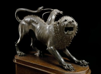 Chimera of Arezzo - Bronze sculpture, 400-350 BC - Archeological Museum of Florence by Etruscan
