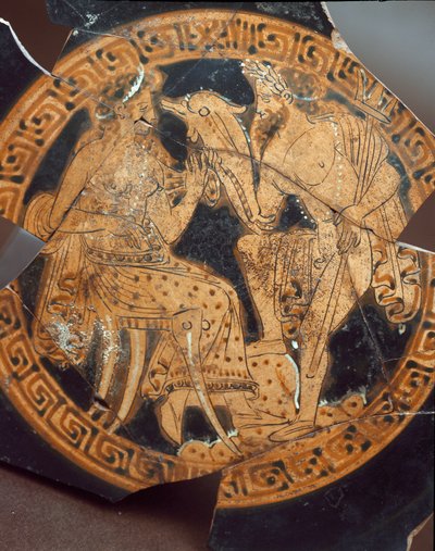 Detail of a kylix representing Poseidon and Amphitrite. From Falerii Veteres (Civita Castellana) 6th century BC. Rome, Museo Nazionale di Villa Giulia by Etruscan