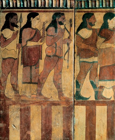 Etruscan Civilization - "Plaque Campana" Representing a Procession from Banditaccia Necropolis, Cerveteri, Rome, 550-520 BC by Etruscan