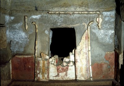 Etruscan civilization: entrance of the Francois tomb in the necropolis of Ponte Rotto, 4th century BC. Vulci, Italy by Etruscan
