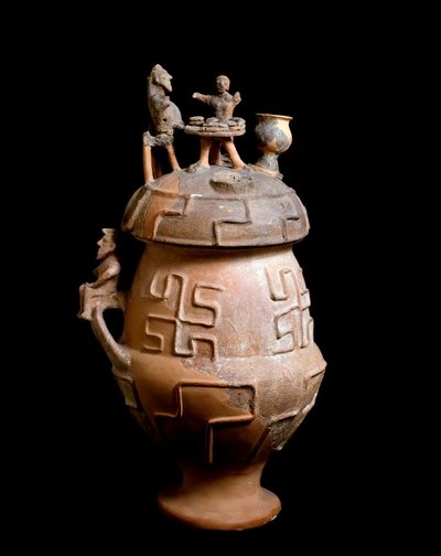 Etruscan Civilization, Funeral Rite: Cinerary Vase from Montescudaio, Italy 650 BC by Etruscan