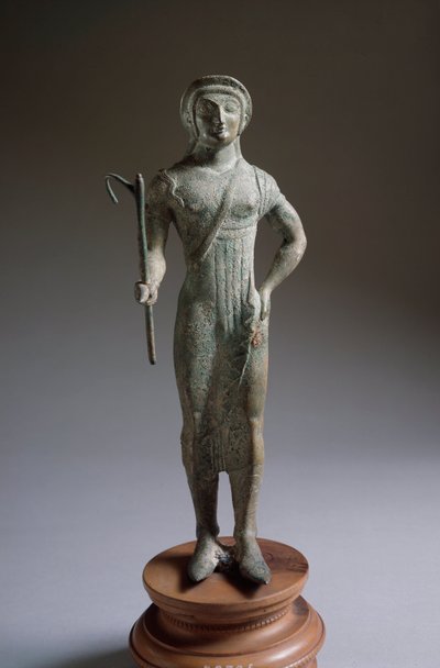 Etruscan civilization: offeror figure, bronze sculpture, 480 BC, from Isola di Fano, Italy by Etruscan