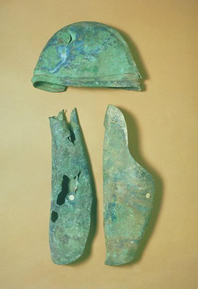 Helmet and Greaves, Italo-Etruscan, early 5th century BC by Etruscan