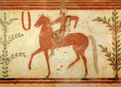 Horseman, Right Hand Side, from the Tomb of the Baron, c.500 BC by Etruscan