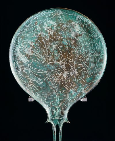 Mirror depicting banquet scene, Etruscan Civilization, 4th Century BC by Etruscan