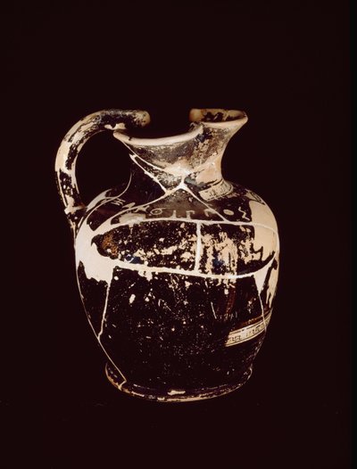 Oenochoe with inscription Xanthippos. From the tomb 709 of Valle Trebbia, 5th century BC by Etruscan