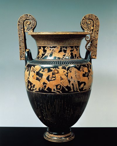 Red-Figure Pottery, Attic Krater with Scenes of Calydonian Boar Hunt and Fight Between Centaurs by Etruscan