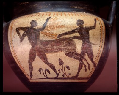 Terracotta krater with representation of centauromachy, end of 6th century BC by Etruscan