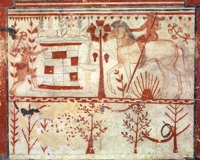 The Ambush of the Trojan Prince Troilus by Achilles, from the Tomb of the Bulls by Etruscan
