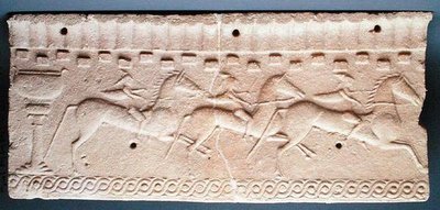Plaque with a relief of horsemen by Etruscan Etruscan