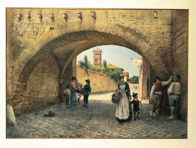Italy, Rome, Arch of Tolomei by Ettore Roesler Franz