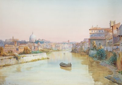View of the Tiber from the Ponte Sisto by Ettore Roesler Franz