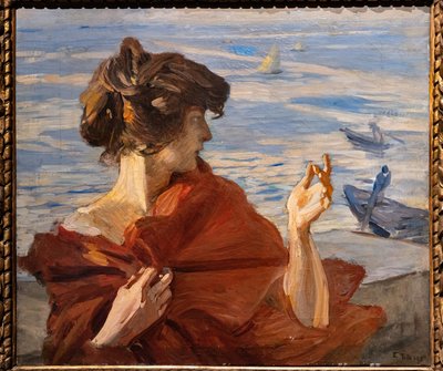 On the Dock in Venice by Ettore Tito
