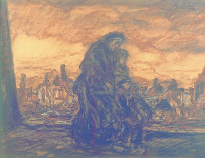 Mother Van Mieghem With Two Children on the Run by Eugeen van Mieghem