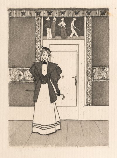 Interior with Young Woman in Walking Costume by Eugen Kirchner