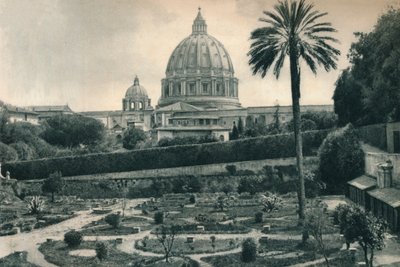 Gardens of the Vatican and dome of St Peters Basilica, Rome, Italy, 1927 by Eugen Poppel