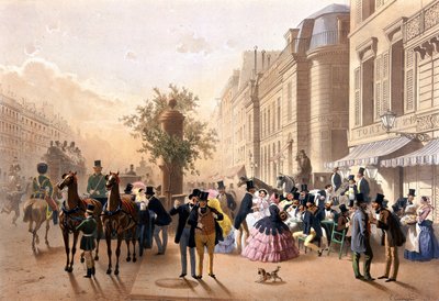 Boulevard des Italians (in front of Tortoni) - Lithography by Guérard by Eugen von Guerard