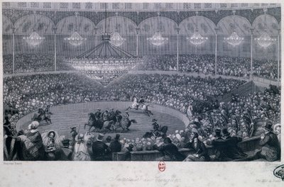 Horse show at Franconi circus, Champs Elysees, Paris, engraved by Charles Mottram taken from Summer and Winter in Paris by Eugene Louis Lami