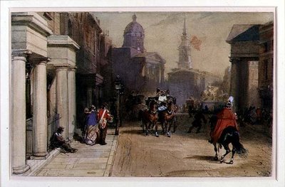 Trafalgar Square from Pall Mall, c.1848-52 by Eugene Louis Lami