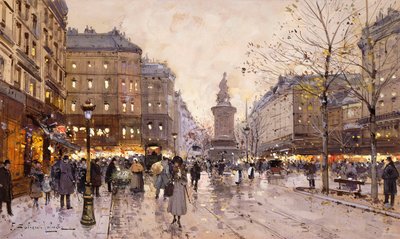 An Autumn Evening in Paris by Eugene Galien Laloue