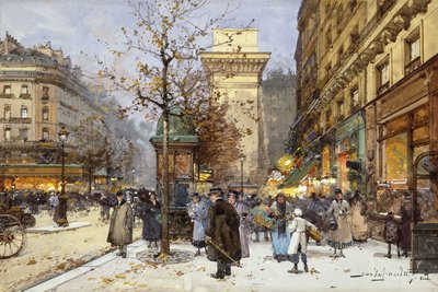 Figures on Le Boulevard St. Denis at Twilight by Eugene Galien Laloue