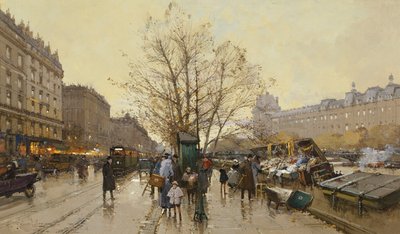 The Docks of Paris by Eugene Galien Laloue