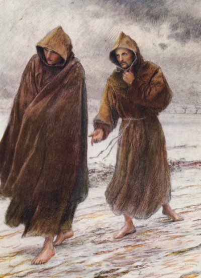 St Francis sets forth to Friar Leo where Perfect Joy is to be found by Eugene (after) Burnand