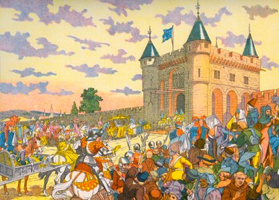Isabeau of Bavaria entering Paris on a litter by Eugene (after) Courboin