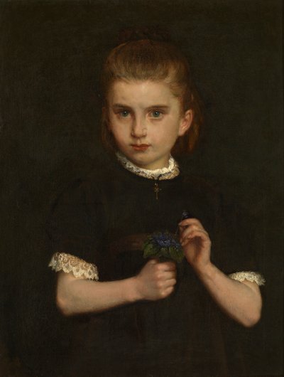 Girl Holding Violets by Eugene (attr. to) Siberdt