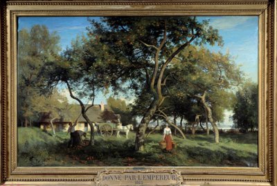 Picking apples in Normandy in 1865 by Eugene Antoine Samuel Lavieille
