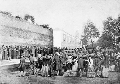 Recreation of the Massacre of 62 hostages on the Rue Haxo, Belleville, Paris by Eugene Appert