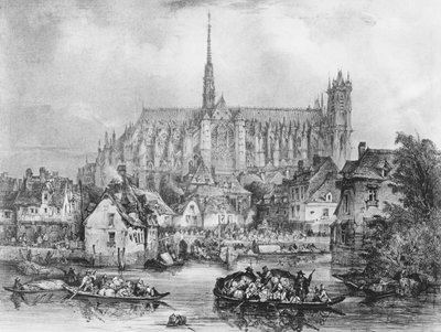 View of the Cathedral of Notre Dame, Amiens, from Pont Dudon by Eugene Balan